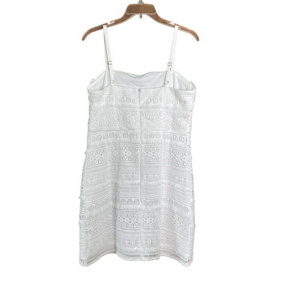 Sam Edelman White Square-Neck Strappy Lace Fringe Sheath Mini Dress (Size 10) - Picture 5 of 16